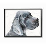 Stupell Industries Great Dane Dog Pet Animal Grey Watercolor Painting Framed Giclee Texturized Art by George Dyachenko