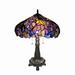 200 Watt Dual Bulb Tiffany Style Table Lamp with Glass Shade Multicolor