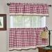 Woven Trends 3-Piece Tier and Valance Set Window Kitchen Curtains Checkered Plaid Gingham Design 29W x 24L Inches Farmhouse Tier Panels Buffalo Cafe Curtain with Swag and Tier Pair Set Red