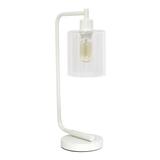 Simple Designs Metal 16 Industrial Desk Lantern in White with Clear Shade