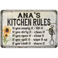 Ana s Kitchen Rules Chic Sign Vintage Decor 8x12 Metal Sign 208120032184