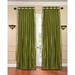 Lined-Olive Green Ring Top Sheer Sari Curtain / Drape - 43W x 96L - Piece