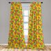 Floral Curtains 2 Panels Set Flowering Meadow Retro Cottage Cabin Yard Pattern Countryside Theme Window Drapes for Living Room Bedroom 56 W X 84 L Dark Coral Yellow by Ambesonne