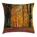 Autumn Throw Pillow Cushion Cover Fall Forest with Shady Deciduous Trees and Faded Leaf Magic Woodland Picture Decorative Square Accent Pillow Case 20 X 20 Inches Apricot Brown Red by Ambesonne