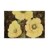 Trademark Fine Art Yellow Poppies Brown Canvas Art by Jean Plout