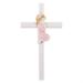 Praying Girl Hand Painted White Porcelain 7.5 inch Wall Cross