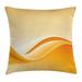 Abstract Throw Pillow Cushion Cover Vibrant Background with a Big Waved Line Modern Dynamic Artwork Illustration Decorative Square Accent Pillow Case 16 X 16 Inches Orange Yellow by Ambesonne