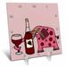 3dRose Funny Pink Elephant Drinking Wine Desk Clock 6 by 6-inch