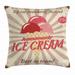 Ice Cream Decor Throw Pillow Cushion Cover Vintage Sign with Homemade Ice Cream Best in Town Quote Print Decorative Square Accent Pillow Case 16 X 16 Inches Red Coral Cream Tan by Ambesonne