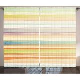 Pastel Curtains 2 Panels Set Horizontal Watercolors Stripes Acrylic Artistic Elements Liquid Brushstrokes Print Window Drapes for Living Room Bedroom 108W X 84L Inches Multicolor by Ambesonne