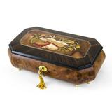 Traditional Handmade Cut-Corner Music Box with Musical Theme Inlay - Rock of Ages - Christian Version