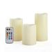 Round Melted Edge Remote Controlled Multi Color Changing Flameless Wax Pillar Candles - Set of 3