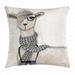 Animal Throw Pillow Cushion Cover Llama with Camera Scarf and Glasses Hipster Animal on a Dotted Beige Background Decorative Square Accent Pillow Case 16 X 16 Inches Multicolor by Ambesonne