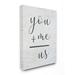 Stupell Industries You Plus Me Home Family Inspirational Word On Wood Texture Design Canvas Wall Art by Lettered and Lined