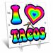 3dRose Groovy Hippie Rainbow I Heart Love Tacos Desk Clock 6 by 6-inch