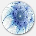 DESIGN ART Designart 'Symmetrical Blue Fractal Flower on White' Abstract Round Wall Art