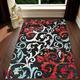 Turquoise/Ivory/Orange/Red/Black -Faded Allover Floral Distressed Area Rug Swirls Area Rug Abstract Floral
