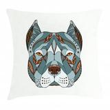 Pitbull Throw Pillow Cushion Cover Ethnic Zentangle Style Terrier Head Portrait Hand Drawn Ornament Canine Dog Animal Decorative Square Accent Pillow Case 16 X 16 Inches Multicolor by Ambesonne