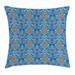 Blue Throw Pillow Cushion Cover Abstract Floral Pattern with Paisley Influences Ornate Curls Swirled Leaves Decorative Square Accent Pillow Case 20 X 20 Inches Blue Orange Coral by Ambesonne