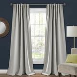 Lush Decor INSULATED BACK TAB Blackout 84 x 52 Solid Light Gray 100% Polyester 3 Back Tab Rod Pocket Pair Window Panel