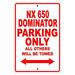 NX 650 DOMINATOR Parking Only All Others Will Be Towed Motorcycle Bike Novelty Garage Aluminum Sign 18 x24 Plate