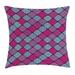 Geometric Throw Pillow Cushion Cover Fashion Feminine Vintage Style Wild Tribal African Folk Modern Motif Decorative Square Accent Pillow Case 16 X 16 Inches Aqua Magenta Violet by Ambesonne