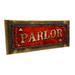 Framed Outdoor Red Parlor 4 x12 Metal Sign Wall DÃ©cor for Home and Office