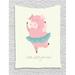 Pig Tapestry Love Who You Are Quoting with a Happy Ballerina Animal in Tutu Wall Hanging for Bedroom Living Room Dorm Decor 60 W X 80 L Ivory Pale Blue Grey Pale Teal Rose by Ambesonne