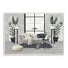 Stupell Industries Modern Living Room Interior Design Blue Gray Painting Wall Plaque by Ziwei Li