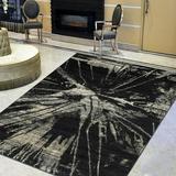 Handcraft Rugs-Beige/Black Splash Abstract Pattern Distressed- Modern Vintage Area Rug