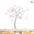 Owl Tree Wall Decals Baby Girls Nursery Stickers Pink and Grey