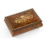 Charming 30 Note Hand Made Walnut Instrument Theme Wood Inlay Music Box - Silent Night