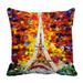 PHFZK Oil Painting Pillow Case City View of Paris Eiffel Tower Colorful Pillowcase Throw Pillow Cushion Cover Two Sides Size 18x18 inches