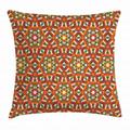 Geometric Throw Pillow Cushion Cover Ethnic Traditional Damask Pattern Abstract Retro Symmetrical Oriental Design Decorative Square Accent Pillow Case 18 X 18 Inches Multicolor by Ambesonne