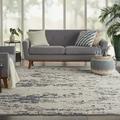 Nourison Textured Contemporary Modern Abstract Ivory Blue 7 10 x 9 10 Area Rug (8 x 10 )