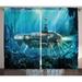 Fantasy Curtains 2 Panels Set Science Fiction Inspired Submarine Underwater Futuristic Digital Illustration Window Drapes for Living Room Bedroom 108W X 63L Inches Silver and Aqua by Ambesonne