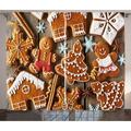 Gingerbread Man Curtains 2 Panels Set Tasty Looking Traditional Cookies Little Snowflakes Cinnamon Window Drapes for Living Room Bedroom 108W X 63L Inches Umber Pale Brown White by Ambesonne