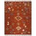 SAFAVIEH Kenya Jerrie Braided Abstract Fringe Area Rug Red/Multi 8 x 10