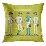 ARHOME Cool Baseball Team Standing Full Length Group Line Up of Equipped Male Softball Players in White Pillow Case 18x18 Inches Pillowcase