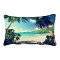 PHFZK Tropical Palm Trees Pillow Case Beach Takamaka Mahe island Seychelles Pillowcase Throw Pillow Cushion Cover Two Sides Size 20x30 inches