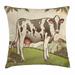 Farm Animal Throw Pillow Cushion Cover Vintage Pastel Engraved Style Graphic of Sweet Dairy Cattle in Farmland Decorative Square Accent Pillow Case 16 X 16 Multicolor by Ambesonne