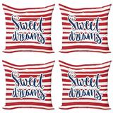 Saying Throw Pillow Cushion Case Pack of 4 Vintage Striped Background with Positive Message Nautical Design Modern Accent Double-Sided Print 4 Sizes Red Navy Blue and White by Ambesonne