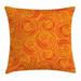 Orange Throw Pillow Cushion Cover Outline Romantic Roses in Seasonal Autumn Colors Abstract Flower Blossoms Decorative Square Accent Pillow Case 18 X 18 Inches Orange and Vermilion by Ambesonne