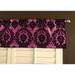 Flocked Damask Window Valance 58 Wide Black on Fuchsia