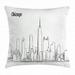 Chicago Skyline Throw Pillow Cushion Cover Hand Drawn City Silhouette Downtown Free Hand Sketch of Panoramic Landmark Decorative Square Accent Pillow Case 16 X 16 Inches Black White by Ambesonne