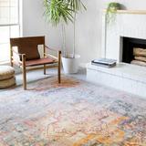 Alexander Home Jennifer Collection Bohemian Medallion Distressed Area Rug Sunset/ Ivory 5 3 x 7 7 5 x 8 Indoor Living Room Bedroom Dining Room