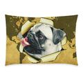 ZKGK Pug Dog Yellow Vintage World Map Pillowcase Standard Size 20 x 30 Inches Two Side A Funny Pug Dog Hang Tongue Climbing out of World Map Pillow Cases Cover Set Pet Shams Decorative