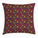 Ikat Throw Pillow Cushion Cover Colorful Ethnic Pattern with Heart Shapes and Lines Bohemian Asian Kazakhstan Motifs Decorative Square Accent Pillow Case 16 X 16 Inches Multicolor by Ambesonne