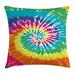 Tie Dye Decor Throw Pillow Cushion Cover Digital Spiral Vortex Vibrant Rainbow Colored Sixties Ikat Psychedelic Pattern Decorative Square Accent Pillow Case 16 X 16 Inches Multi by Ambesonne