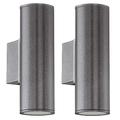 Britalia 2 Pack - Anthracite LED Outdoor Modern Up & Down Cylindrical Spot Wall Light | 2 x 3W LED GU10 Lamp Bulbs Included 240 Lumen | IP44 Exterior Rated | Garden & Patio